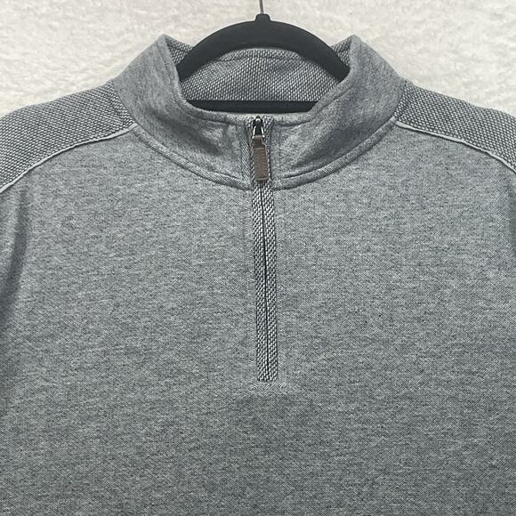 Johnston and Murphy Sweater Mens XL Gray 1/4 Zip Vintage Washed Pullover Golf - Picture 4 of 10